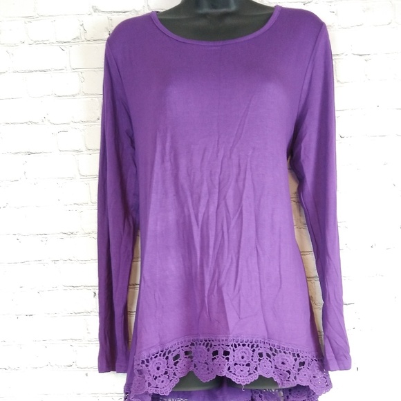 Leo Rosi Tops - Leo Rosi Angle Top Crew Neck Purple Long Sleeve LG